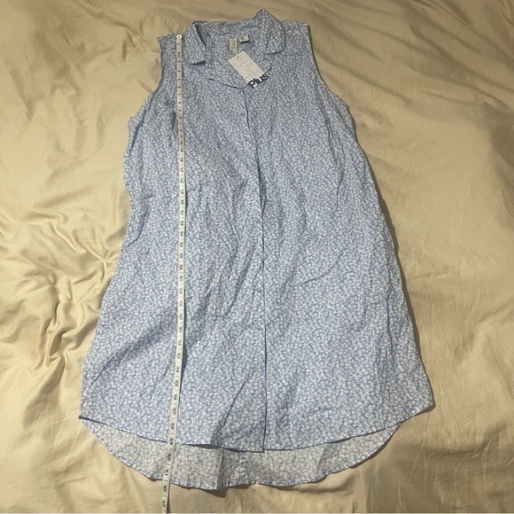 Joie NWT Blue & White Floral Button Up Sleeveless Collared Dress Size XL - Picture 7 of 8